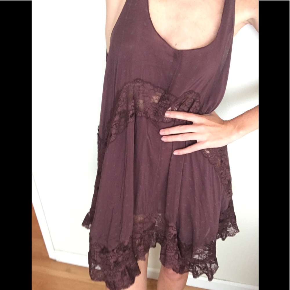 Free people throw over purple lace mini dress👙👗